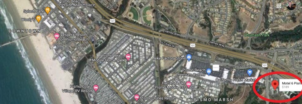 Motel 6 Pismo Beach map Motel 6 Pismo Beach map
