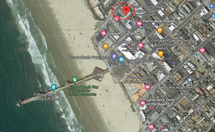 Motel 6 Pismo beach--Pacific Ocean on map
