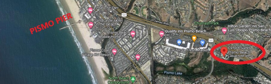 Oxford Suites Pismo Beach map